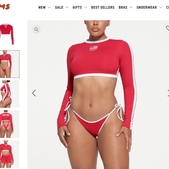 SKIMS FOR TEAM USA - SIGNATURE SWIM OLYMPIC LONG SLEEVE CROPPED T-SHIRT - Picture 3 of 5